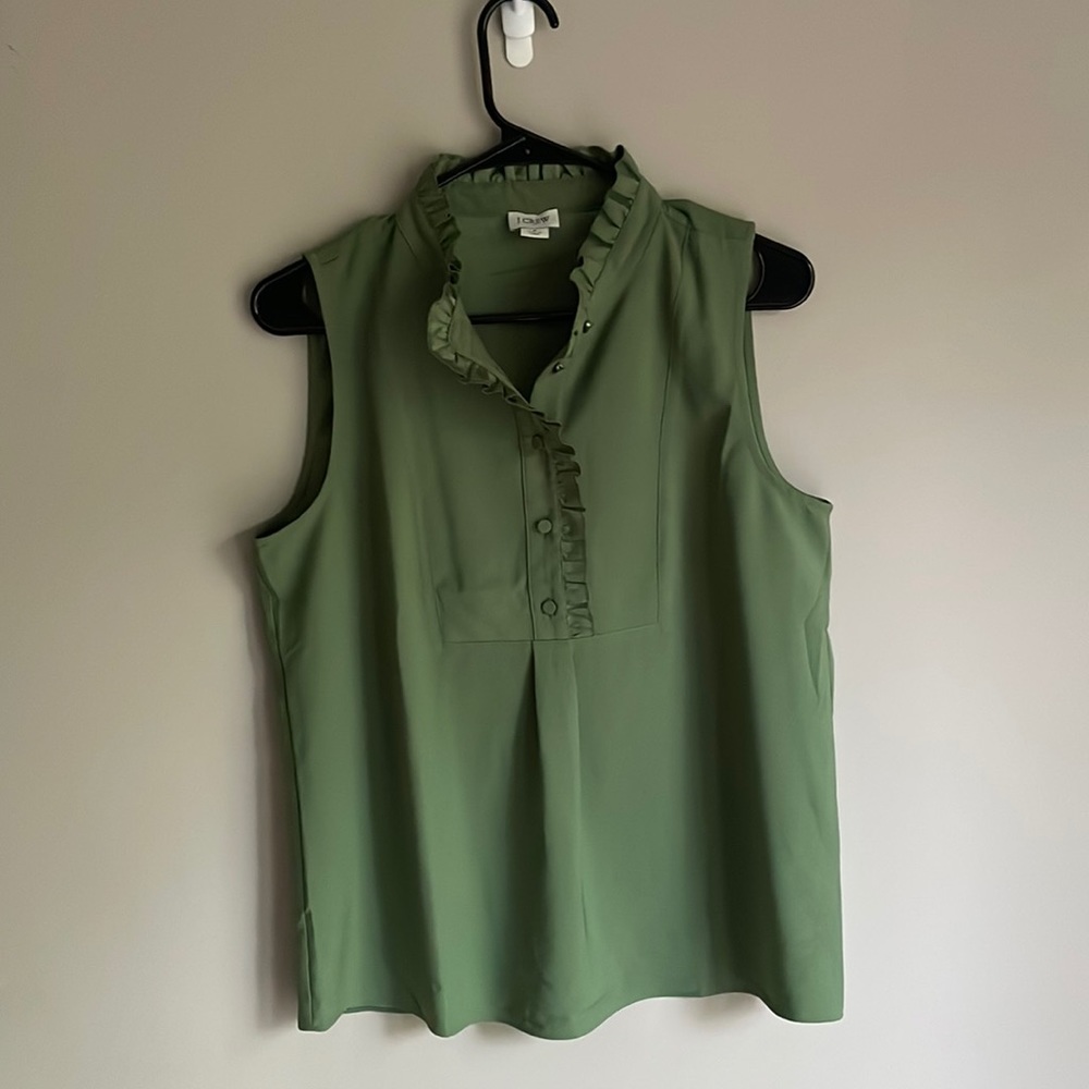 J Crew Factory ruffle tank, green, 6